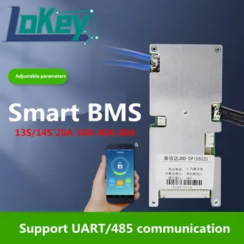 13S e 14S bateria de Lítio placa de protecção com Bluetooth de comunicação RS485 caixa de UART duplo comunicação 20A 30A 40A 60ABMS