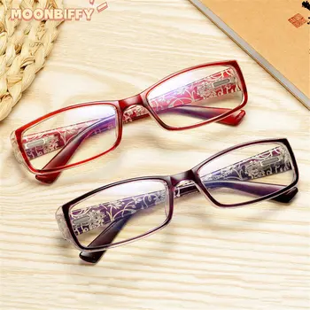 Moda Esculpida Óculos de Leitura de Computador Anti-Luz azul Senhoras Óculos de Leitura Primavera Perna de Mulheres de Óculos de Leitura +1+4