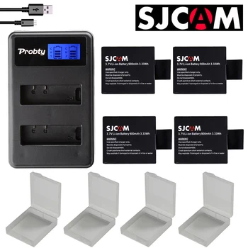 Novo 4pcs SJCAM sj4000 bateria + bateria sj7000 sj5000 sj6000 sj8000 SJ M10 dual USB carregador para SJCAM sj4000 sj5000 câmara