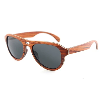 dropshipping moda de alta qualidade polarizada uv400 piloto vermelha moldura de madeira laminado de óculos de sol glases tons para homens