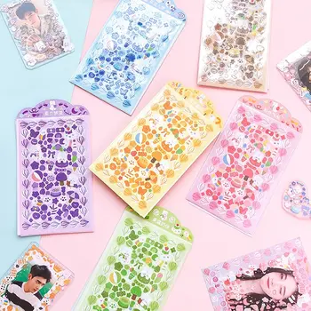 4 Folhas de Glitter Kawaii Adesivo Decorativo para Molduras DIY Ofícios da Arte do Scrapbooking Material
