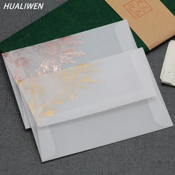 10pcs/lot Rose Gold Bronzing Transparente Envelopes de Papel de Tornassol Envelopes Para Convite de Casamento de Uso de Negócios