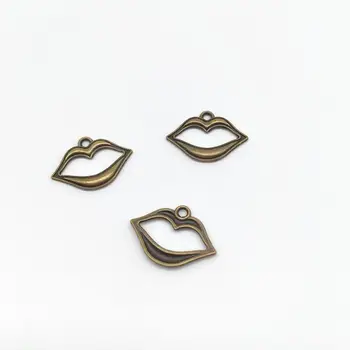 Vintage 30 pcs Lábios encantos de metal boca pingentes ajuste DIY colar artesanal brinco, pulseira de amuletos Fazer Jóias
