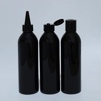 30pcs 250ml preto de plástico de garrafa PET com tampa flip cap disco apontado boca cap cosmético Líquido,Shampoo,frascos de Loção