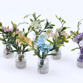 Casa de bonecas em Miniatura Hidropônico Pote Cultura de Plantas em Vasos de Flores DIY Casa de bonecas Decoração de Móveis Acessórios