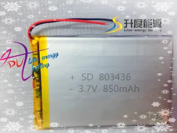 SD Personalizado 3,7 v menor bateria de lipo 803436 850mAh