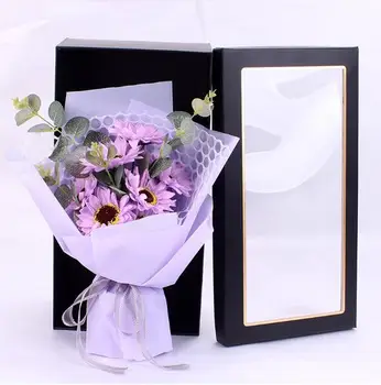 Imortalizado Flor Artificial Rose Bouquet de Sabão Flores Romântico Belo Presente Embalado 3 Cabeças Festa DO Dia dos Namorados