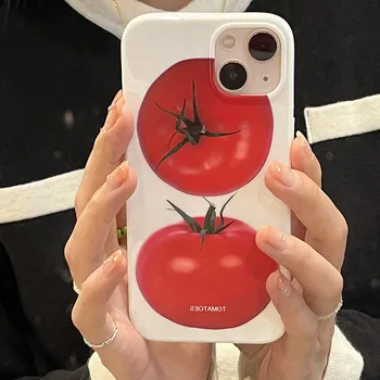 Japão, Coreia Bonito Tomate Padrão de Silicone Macio de Telefone de Caso Para o IPhone 12 11 13 14 Pro XR X XS Max 7 8 Plus de Proteção Tampa Traseira