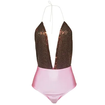 Mulheres Sexy Um Maiô Novo Halter moda praia moda praia de Lantejoulas maiô Body monokini trikini maillot de bain C1464