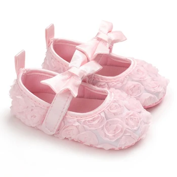 Anti-Derrapante Princesa Sapatos Casuais Criança Macio, com solado de Primeira Caminhantes Sapatos de Bebê Meninas Borboleta nó Sapatos