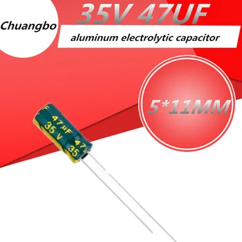 20pcs 35V47UF 5*11MM Superior de qualidade capacitor eletrolítico de Alumínio 47UF 35V Baixo ESR/impedância de alta freqüência 5*11 MM 20%
