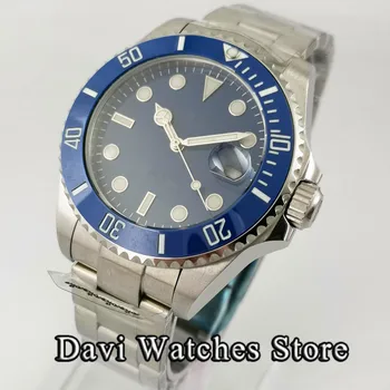 Bliger 38mm/40mm/43mm Azul Estéril Superior de Relógios Para Homens Bisel de Cerâmica NH35 Automática do sexo Masculino Relógio Relógio Mecânico