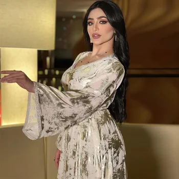 Chiffon branco Abaya Dubai Manto Longue Djellaba Femme Musulmane Turquia Islã árabe Muçulmano Vestido Longo para as Mulheres Kaftan Caftan