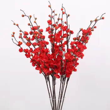 4pcs Artificial Berry Ramo de Seda Ameixa Bossom Simulação Flor, Casa, Decoração Sala de estar Guirlanda de Natal de Exibição de Decoração de Flore
